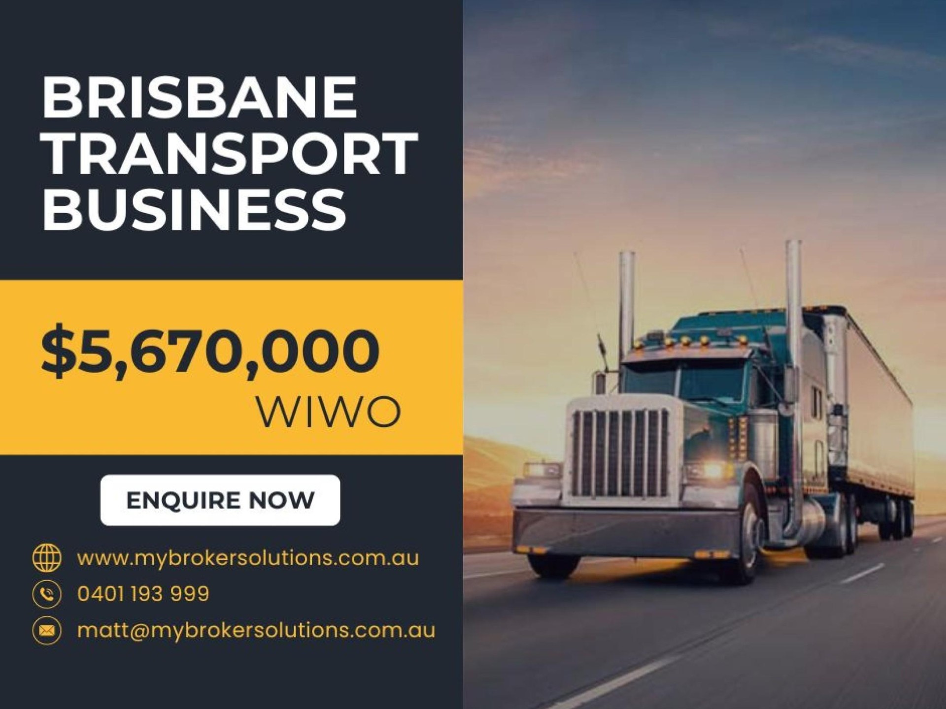 HUGE PRICE DROP!! Transport Business Back On The Market!