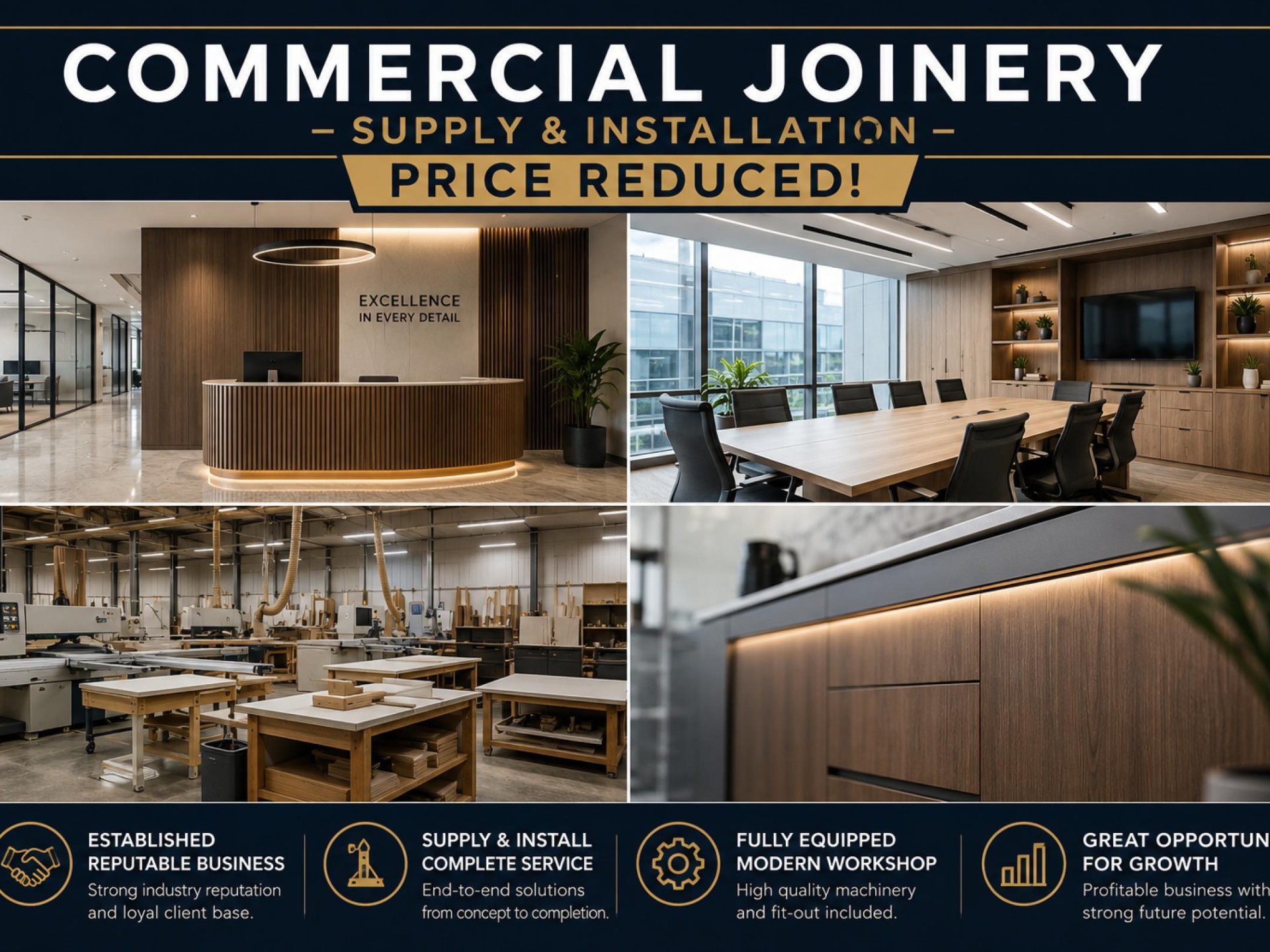 COMMERCIAL JOINERY  SUPPLY & INSTALLATION   PRICE REDUCED!