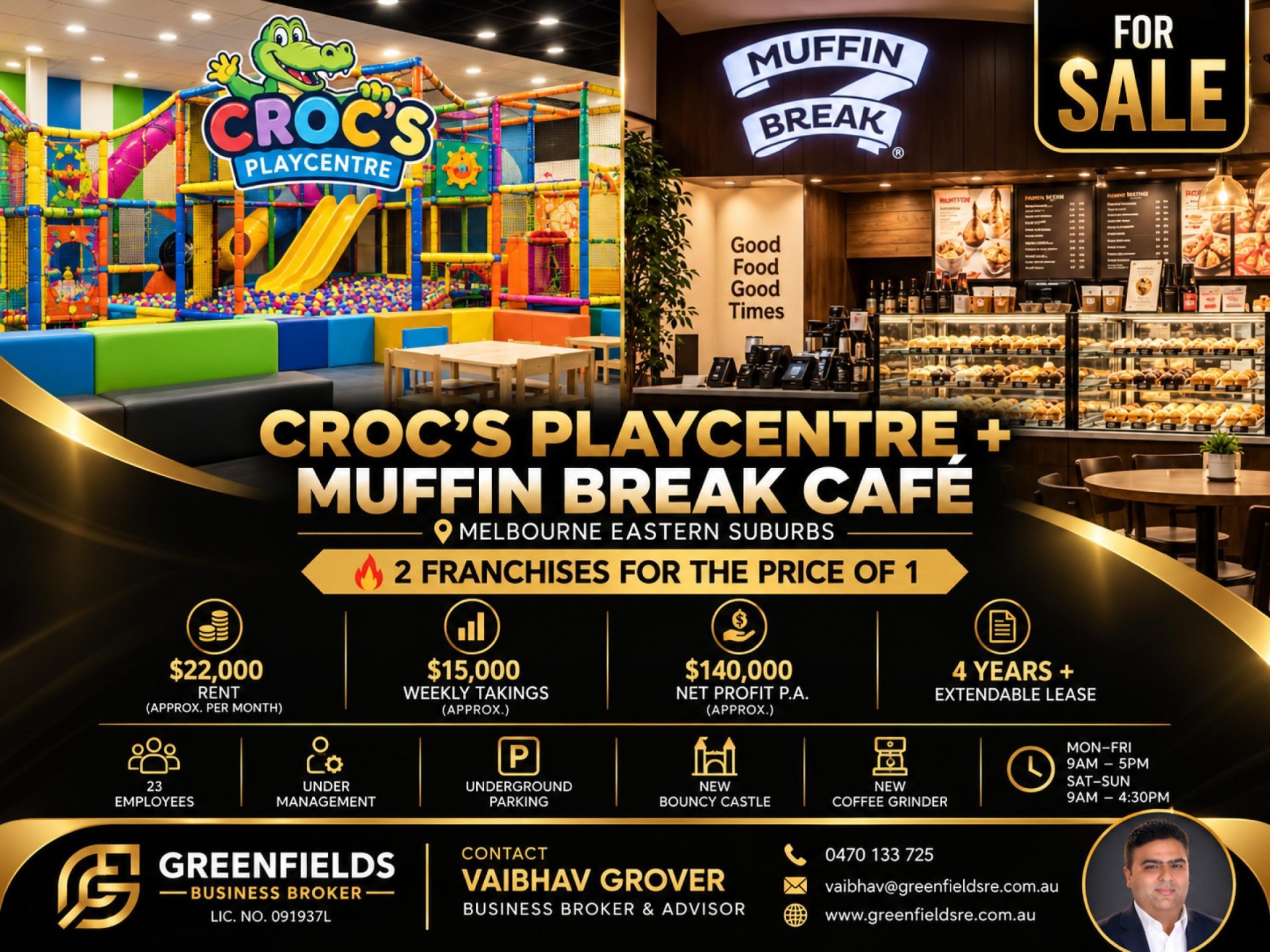 CROC'S PLAYCENTRE WITH MUFFIN BREAK CAFÉ FOR SALE | MELBOURNE EASTERN SUBURBS